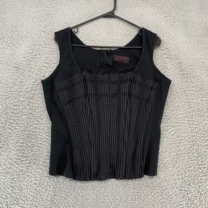 Tripp NYC Corset Top Womens 2XL Vintage Pinstripe Goth Punk Y2K Lace Grunge